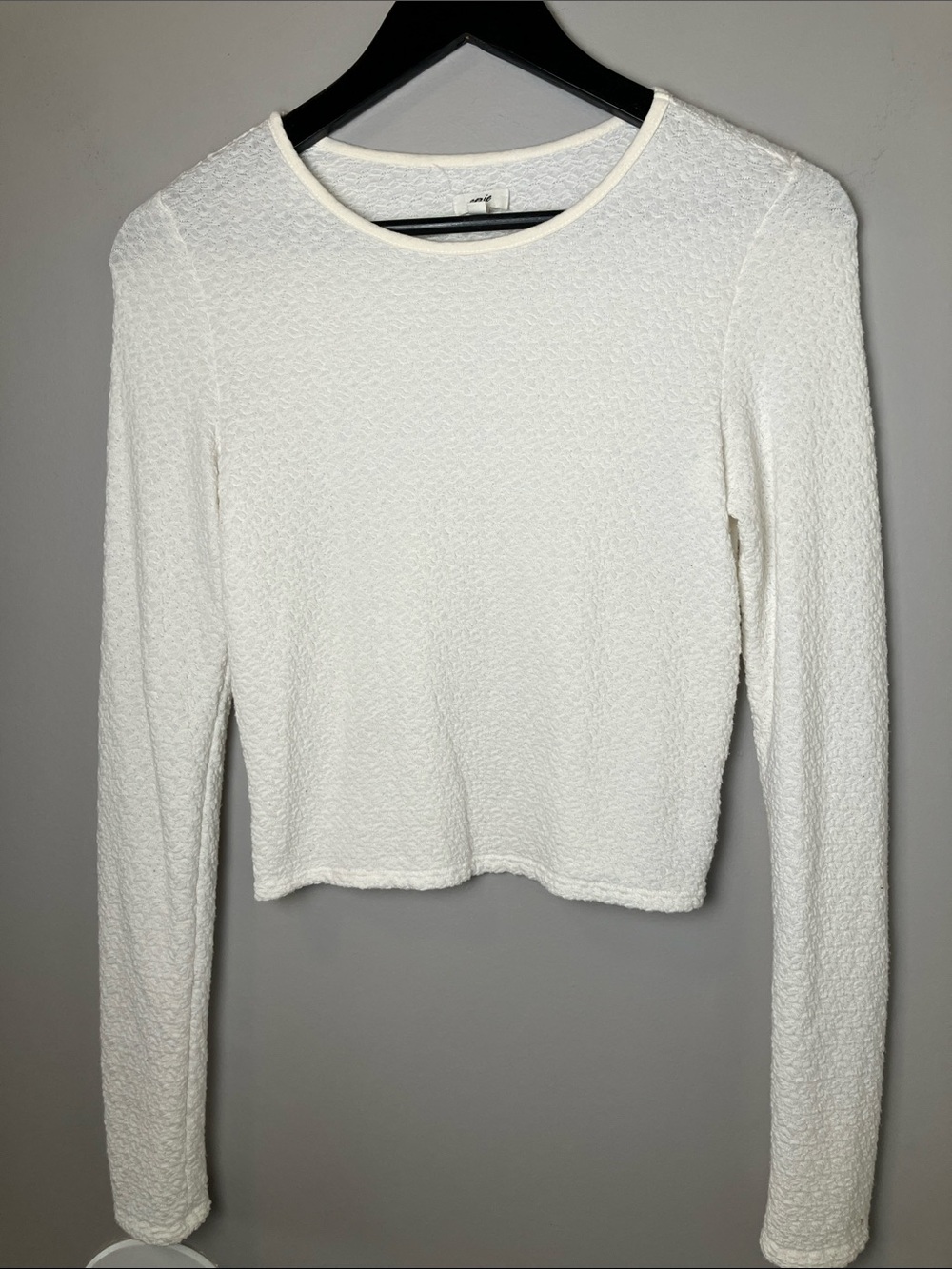 Aerie Textured Long-Sleeve Women's Cream Semi-Sheer Top Size Small